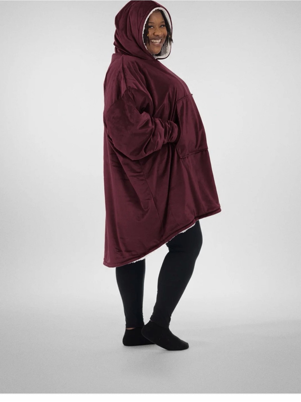 The Comfy- Oversized Hooded Plush hoodie in Burgundy